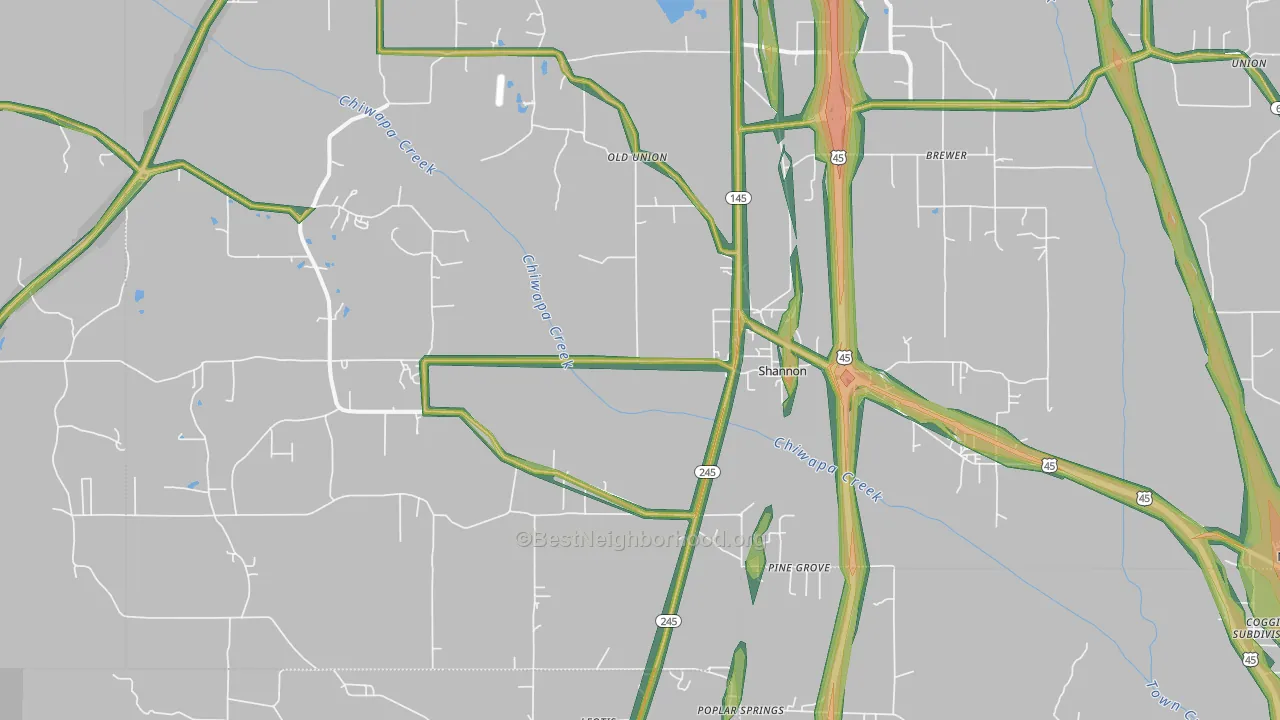 38868, MS Map of Noise Levels in 38868