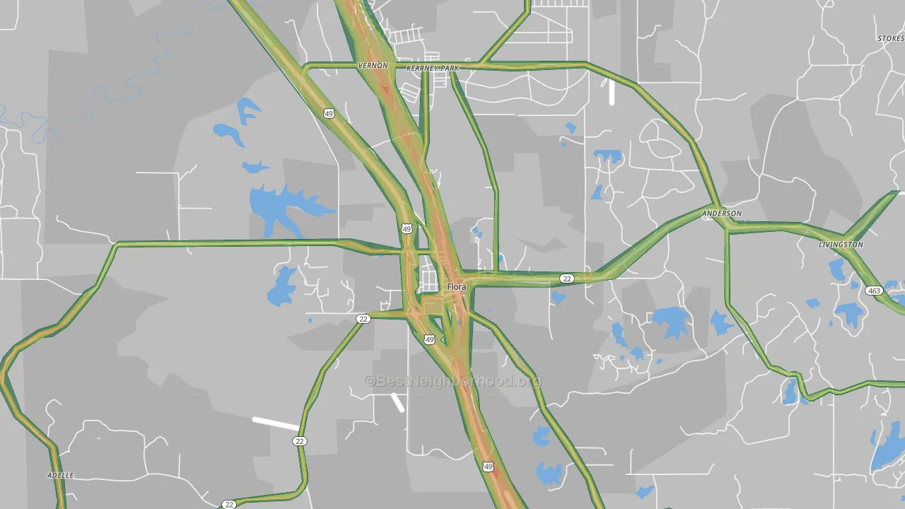 39071, MS Map of Noise Levels in 39071