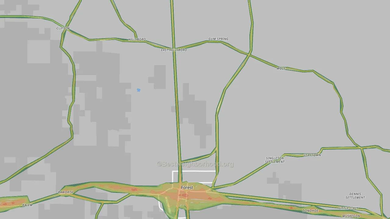 39074, MS Map of Noise Levels in 39074