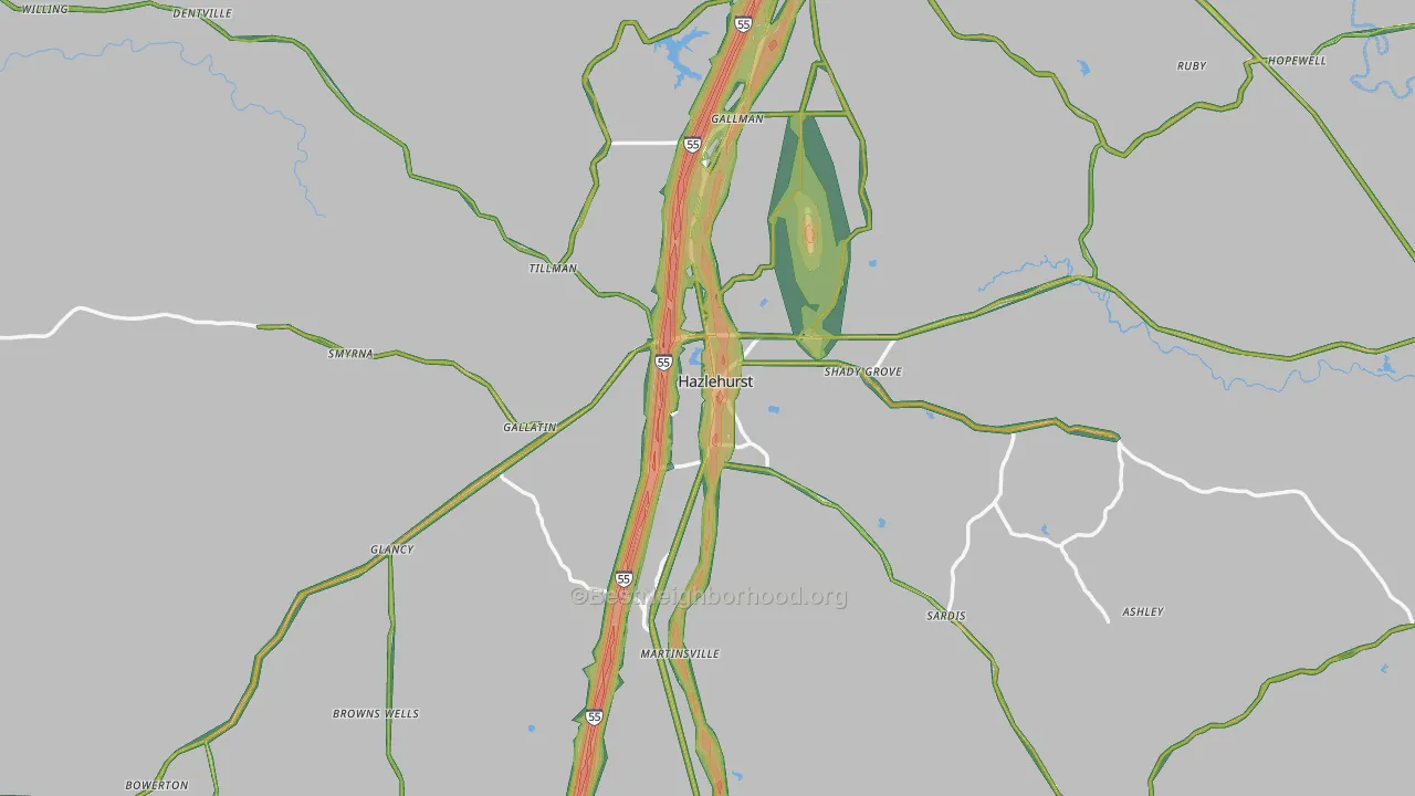 39083, MS Map of Noise Levels in 39083