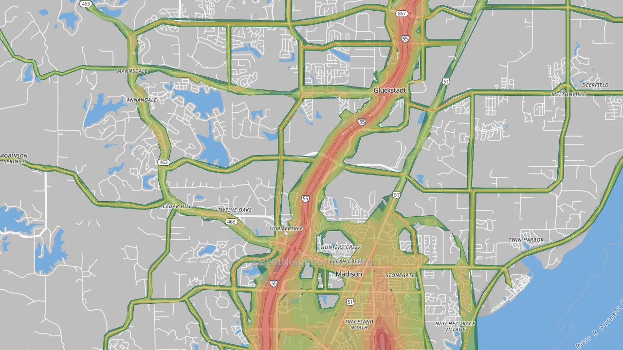 39110, MS Map of Noise Levels in 39110