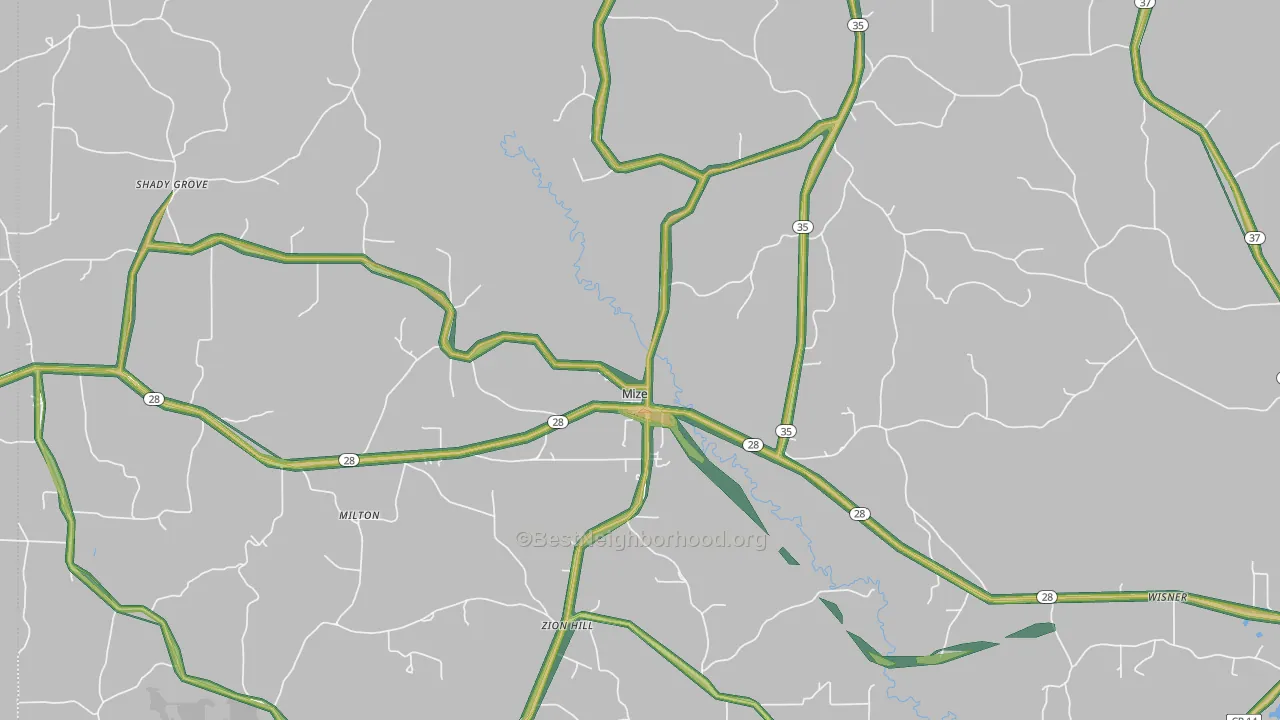 39116, MS Map of Noise Levels in 39116