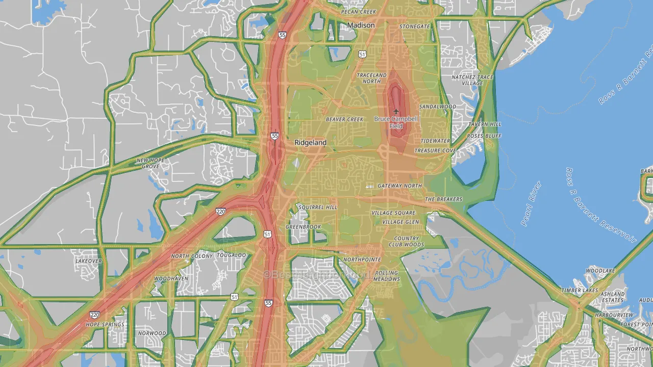 39157, MS Map of Noise Levels in 39157