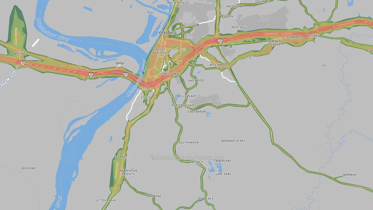 39180, MS Map of Noise Levels in 39180