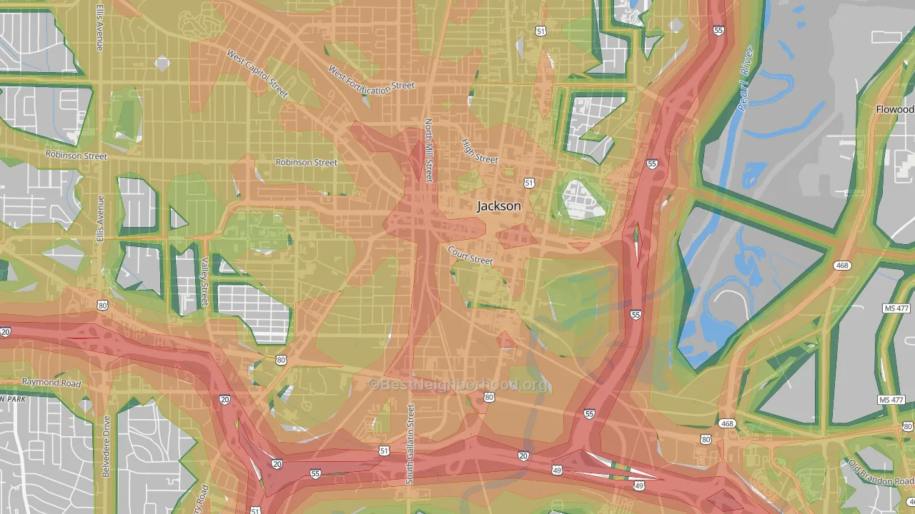 39201, MS Map of Noise Levels in 39201