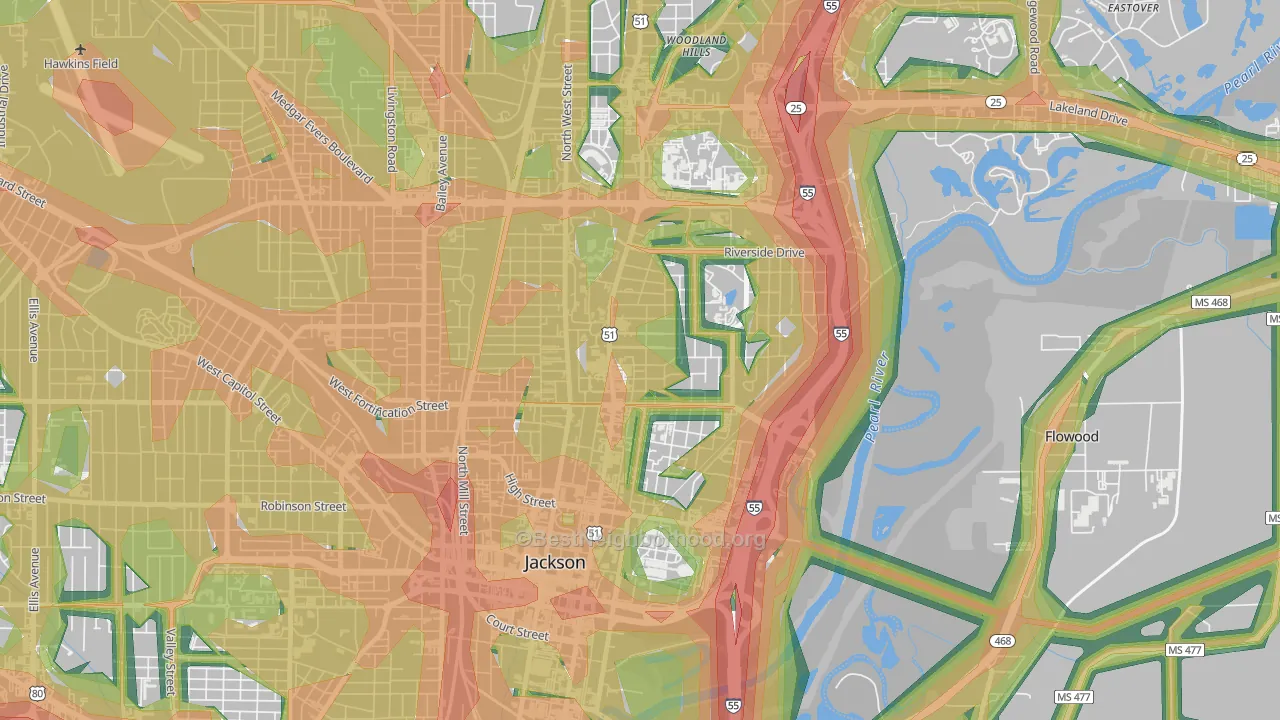 39202, MS Map of Noise Levels in 39202