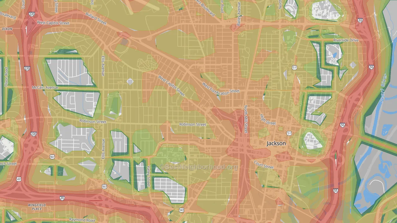 39203, MS Map of Noise Levels in 39203