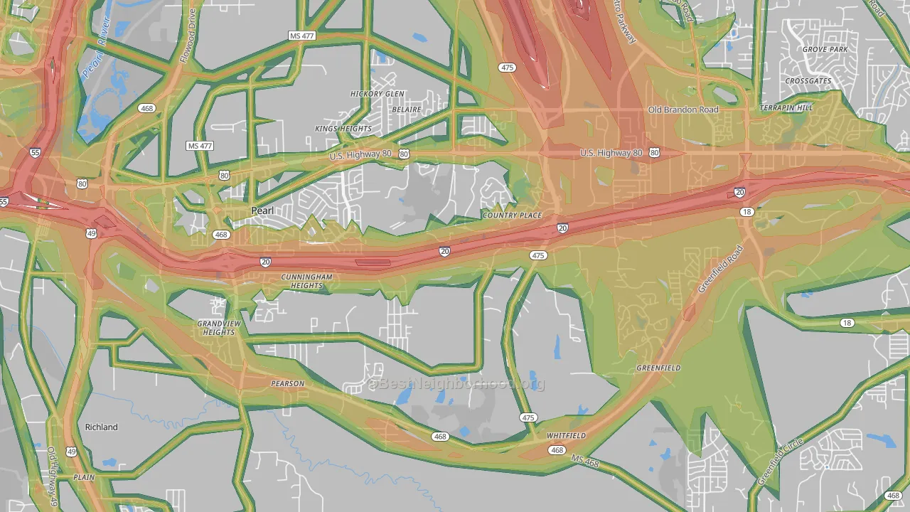 39208, MS Map of Noise Levels in 39208
