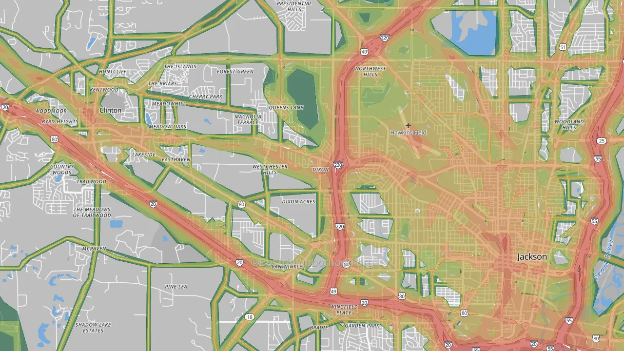 39209, MS Map of Noise Levels in 39209