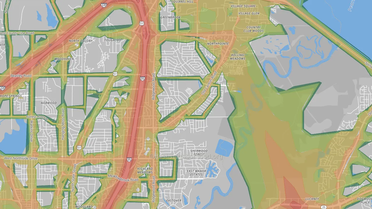 39211, MS Map of Noise Levels in 39211