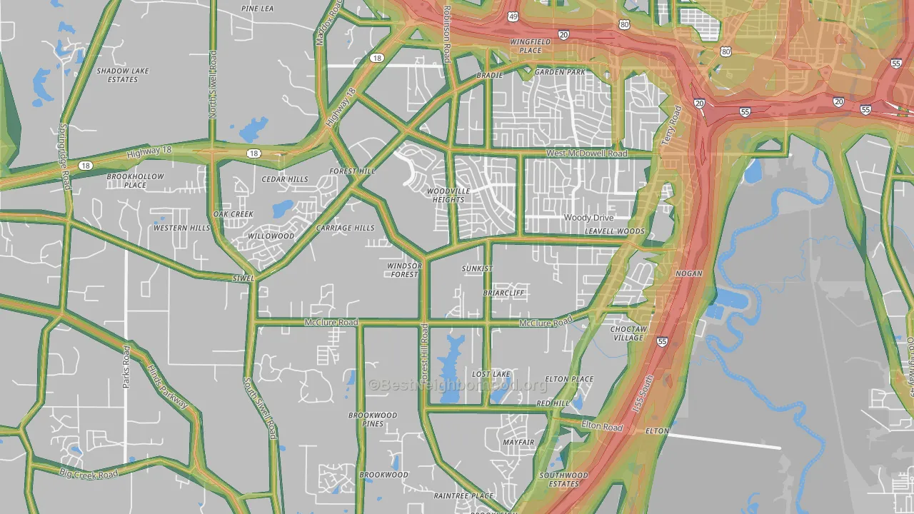 39212, MS Map of Noise Levels in 39212