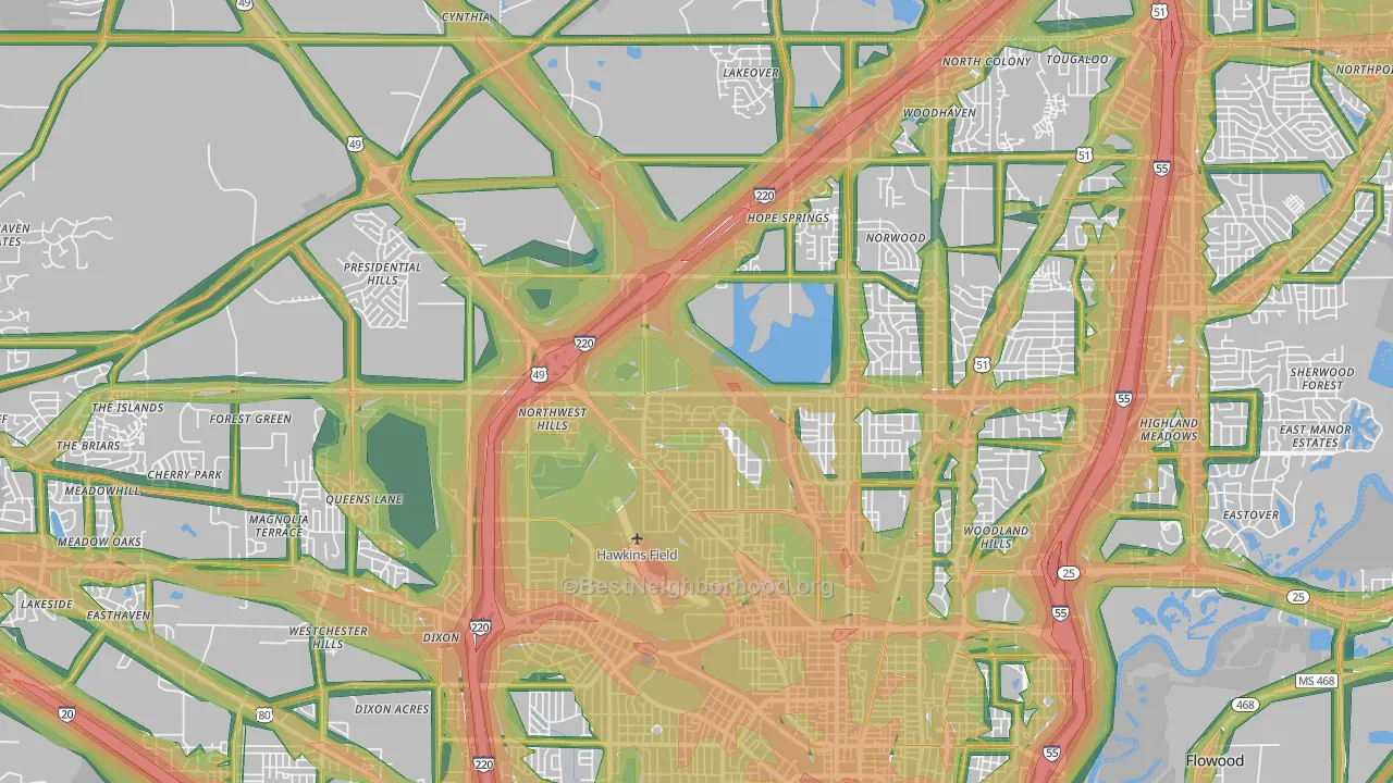 39213, MS Map of Noise Levels in 39213