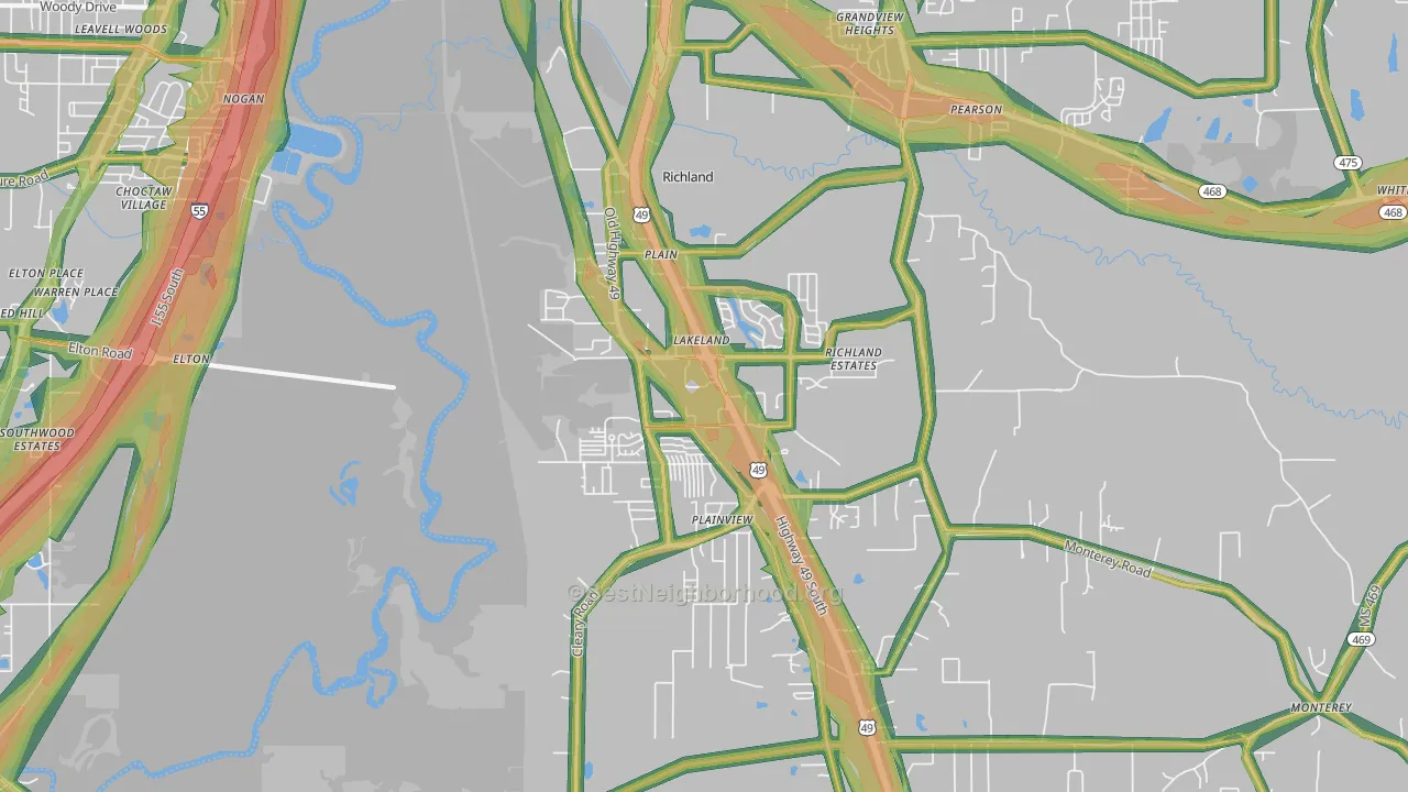 39218, MS Map of Noise Levels in 39218