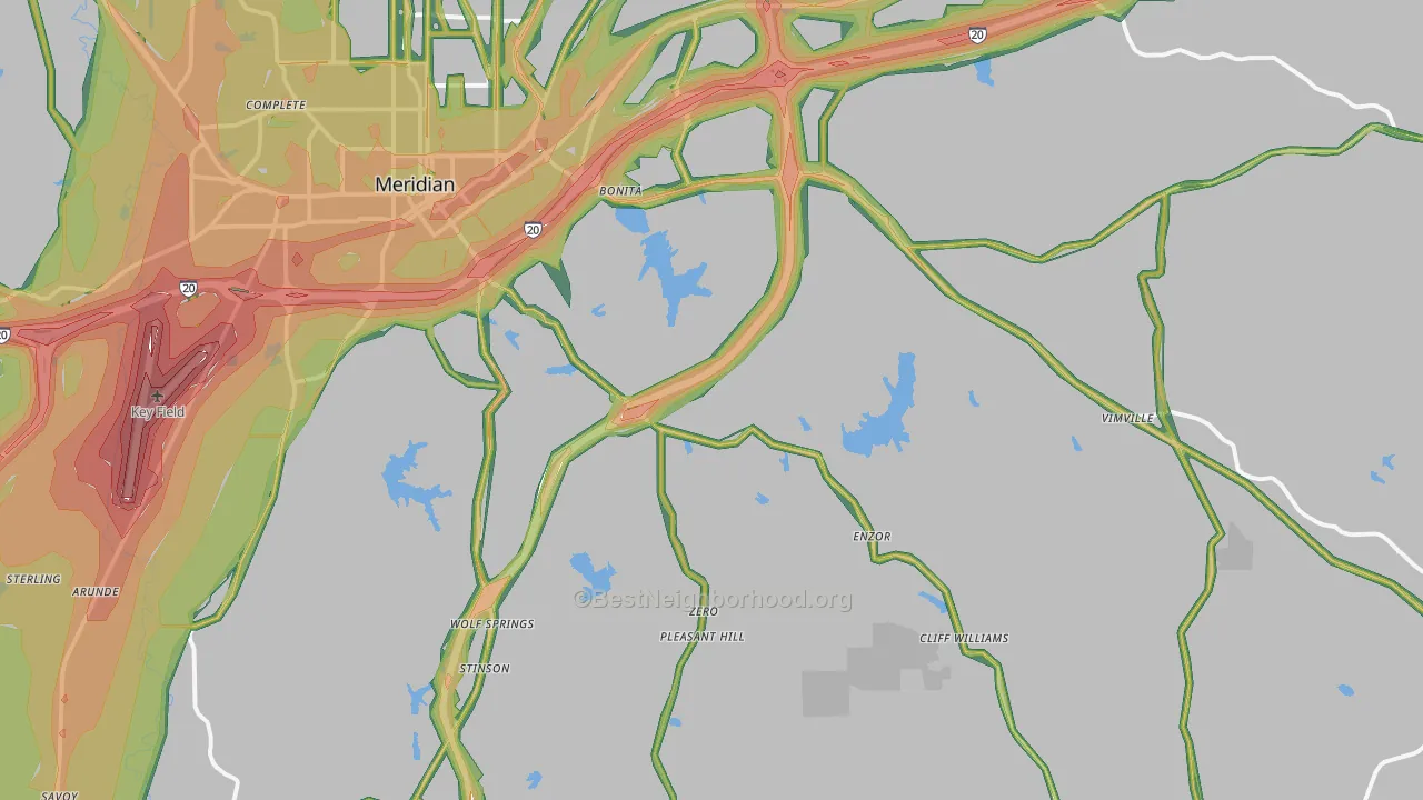 39301, MS Map of Noise Levels in 39301