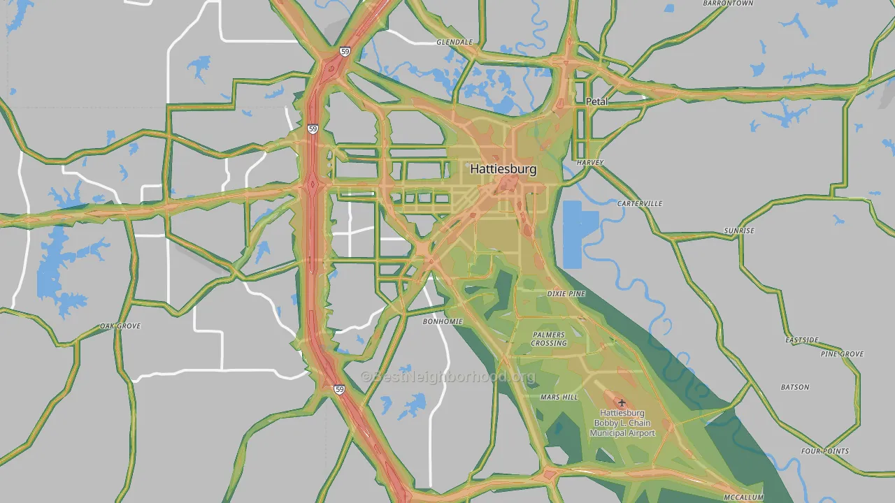 39401, MS Map of Noise Levels in 39401