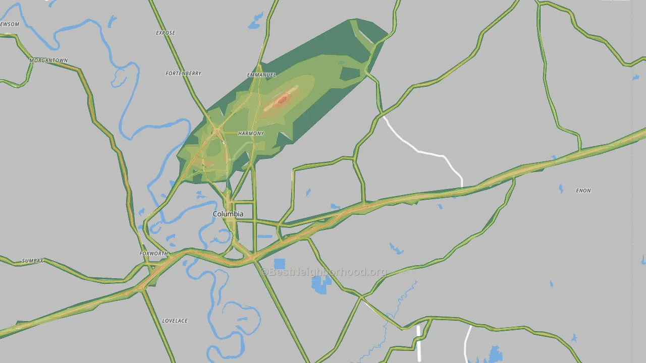 39429, MS Map of Noise Levels in 39429