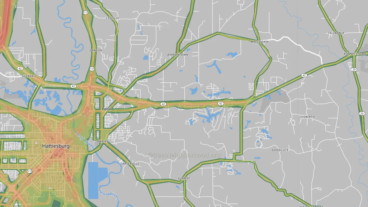39465, MS Map of Noise Levels in 39465