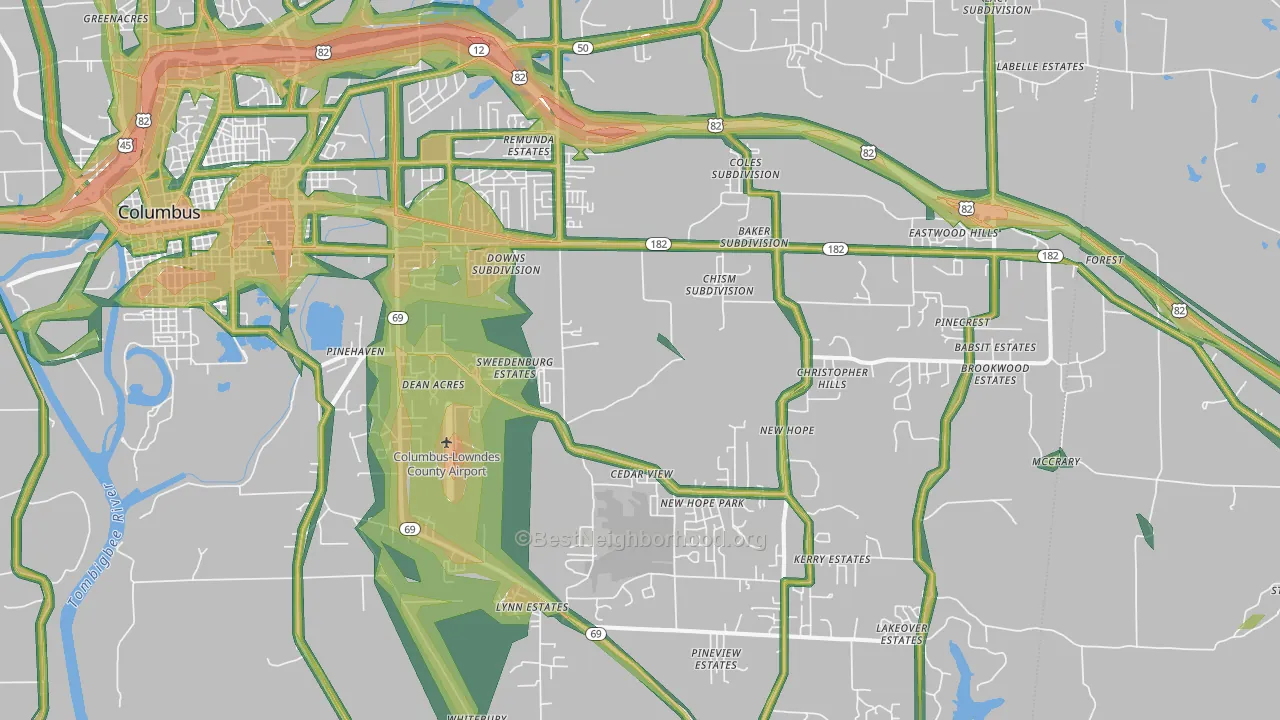 39702, MS Map of Noise Levels in 39702