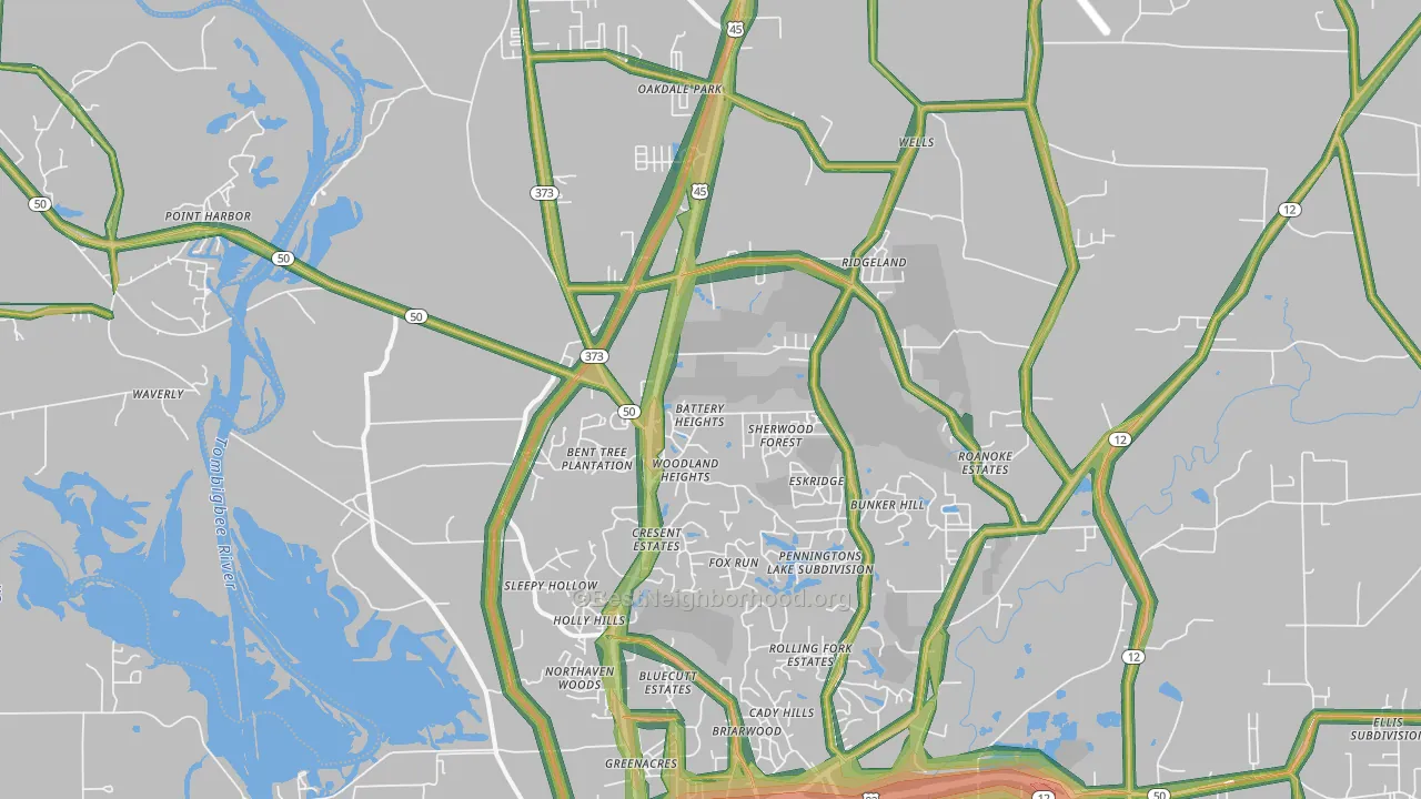 39705, MS Map of Noise Levels in 39705