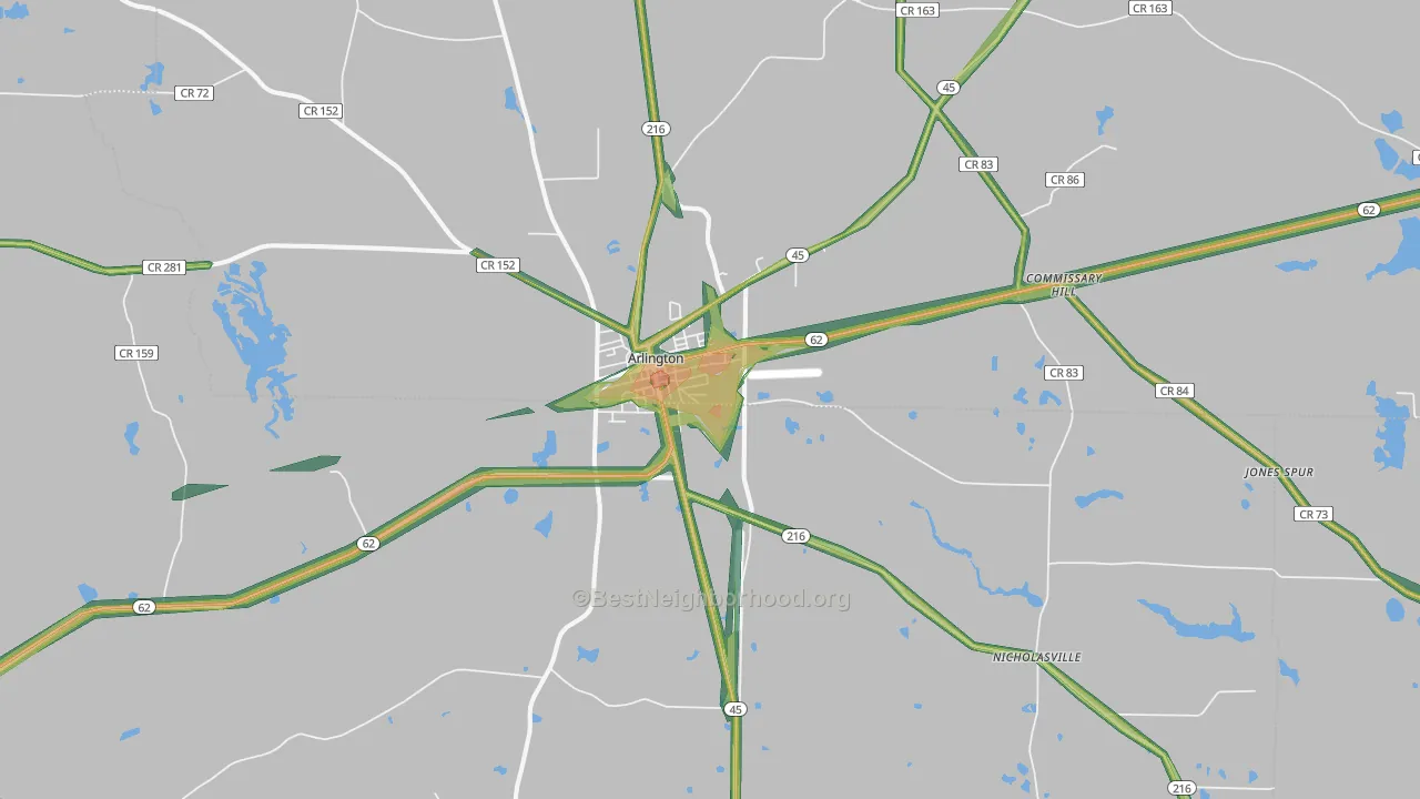 39813, GA Map of Noise Levels in 39813