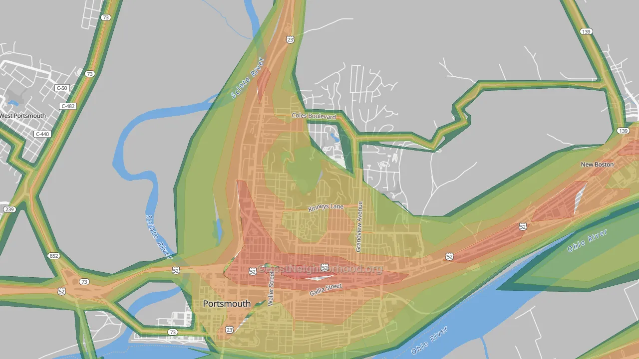 3rd Ward, Portsmouth, OH Map of Noise Levels in 3rd Ward