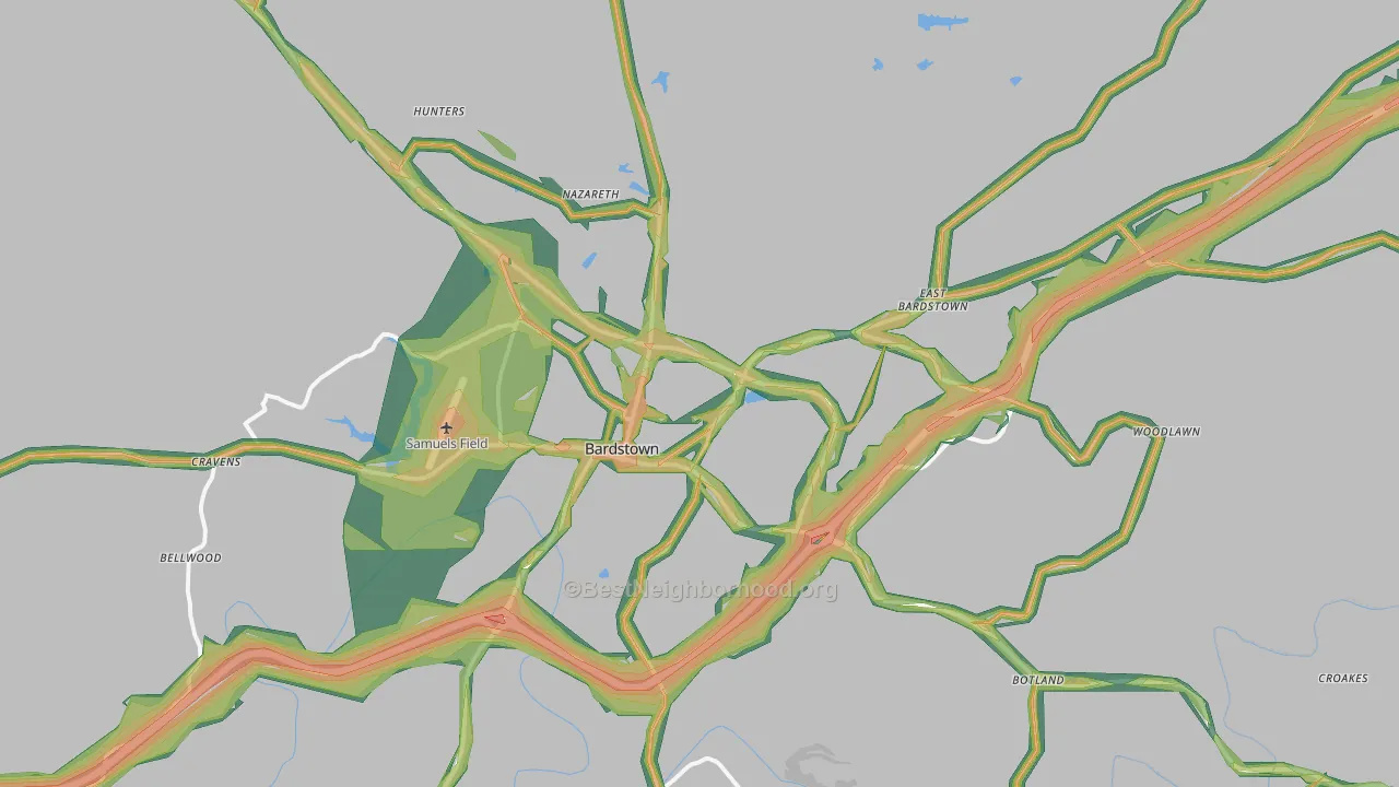 40004, KY Map of Noise Levels in 40004