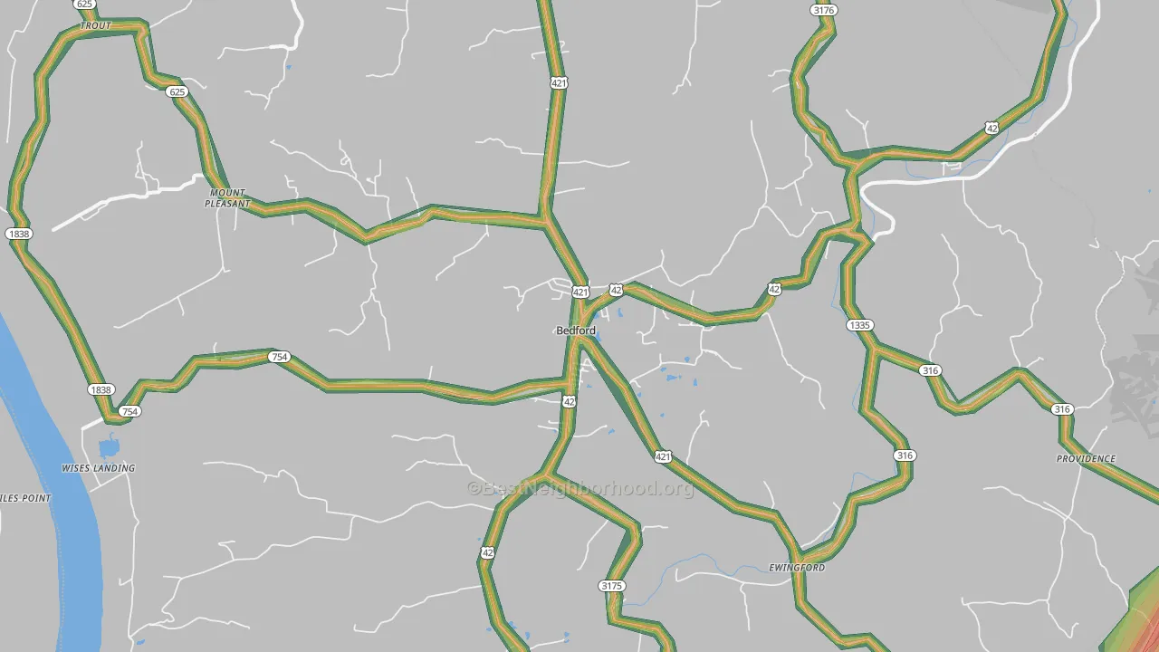 40006, KY Map of Noise Levels in 40006