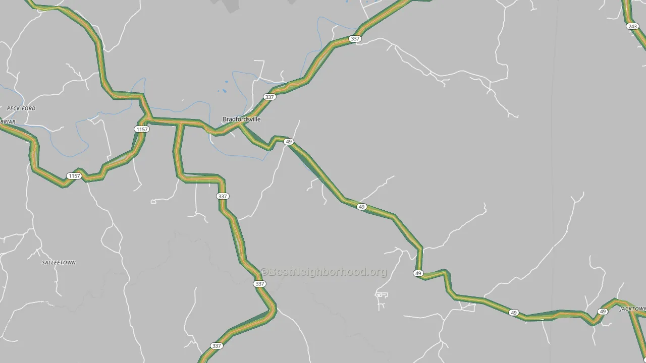 40009, KY Map of Noise Levels in 40009