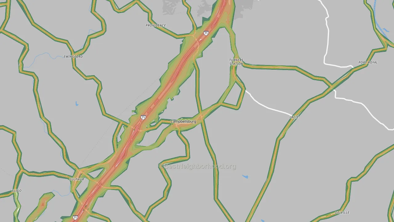 40011, KY Map of Noise Levels in 40011