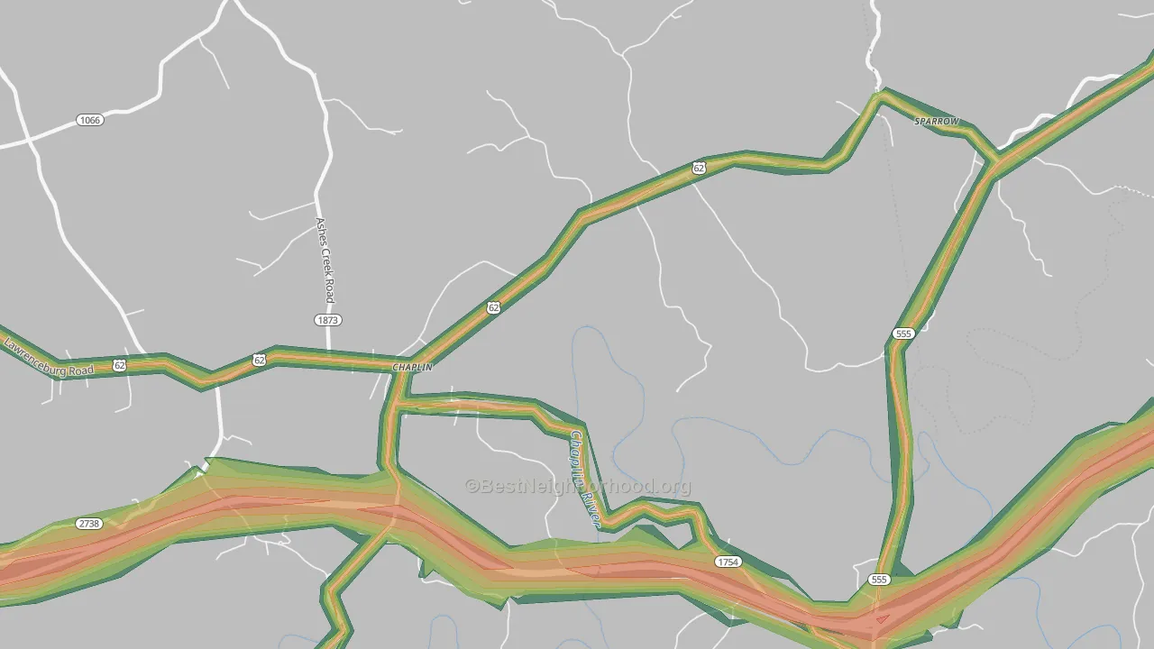 40012, KY Map of Noise Levels in 40012