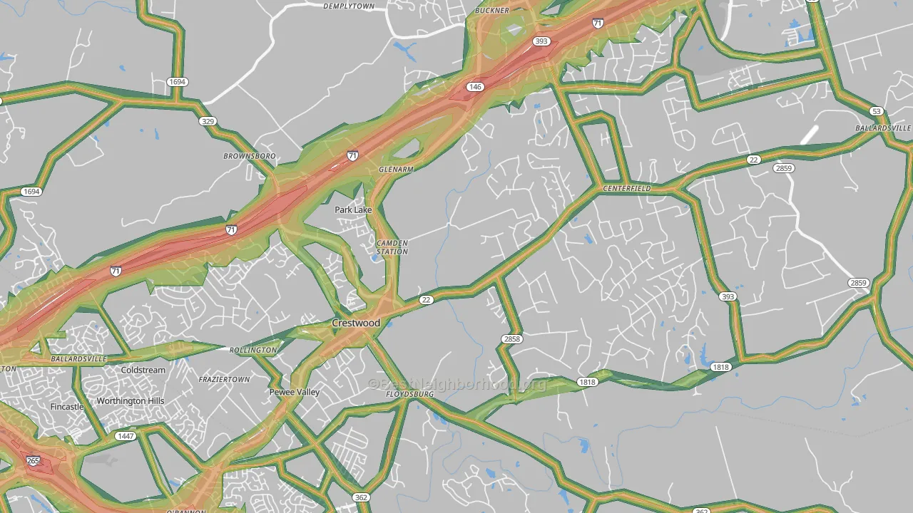 40014, KY Map of Noise Levels in 40014