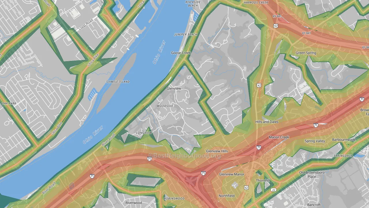 40025, KY Map of Noise Levels in 40025