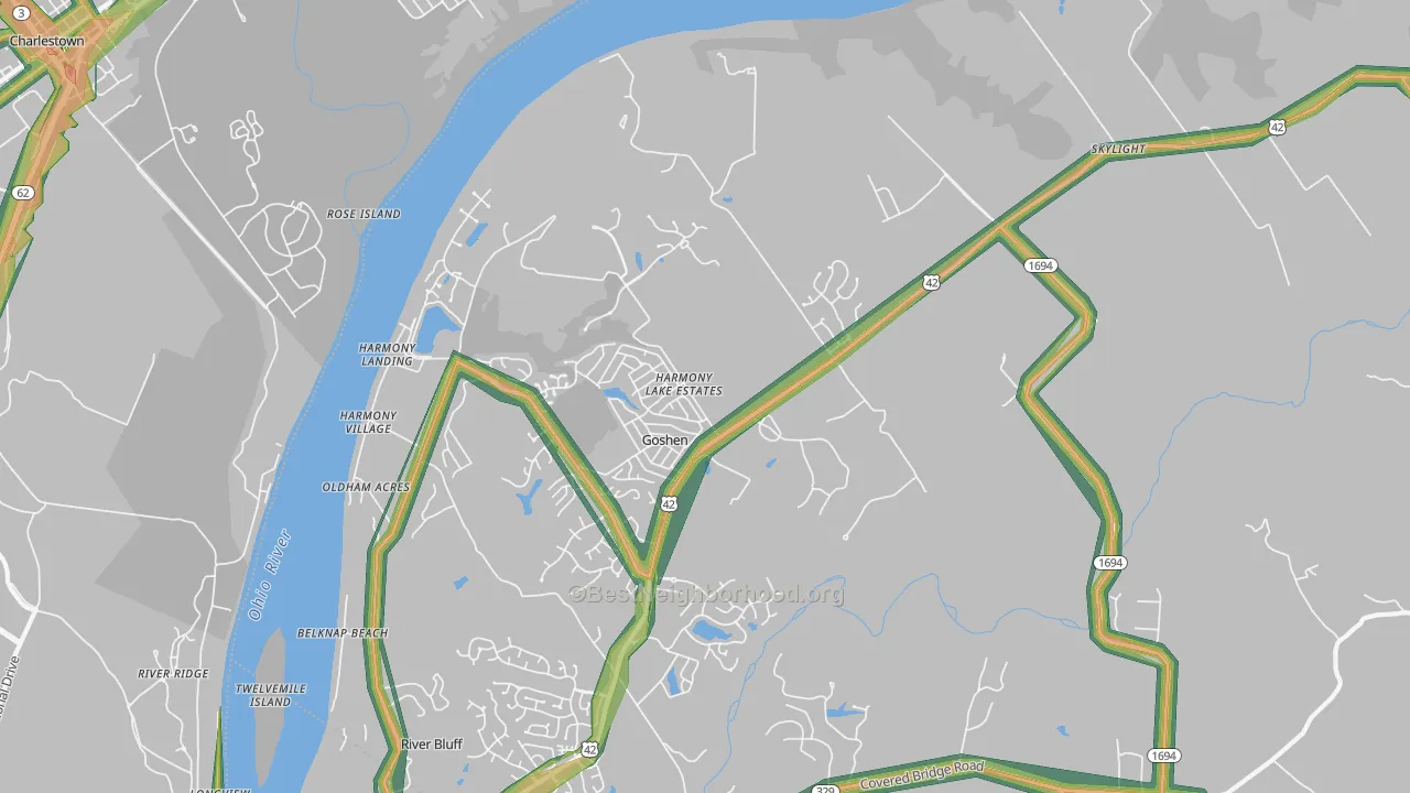 40026, KY Map of Noise Levels in 40026