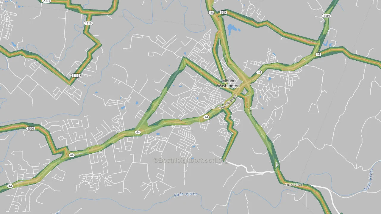 40047, KY Map of Noise Levels in 40047