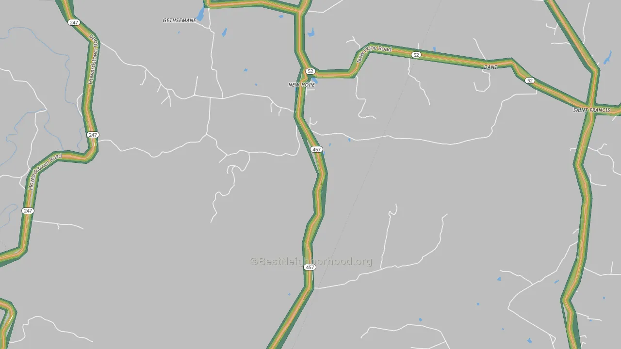 40052, KY Map of Noise Levels in 40052