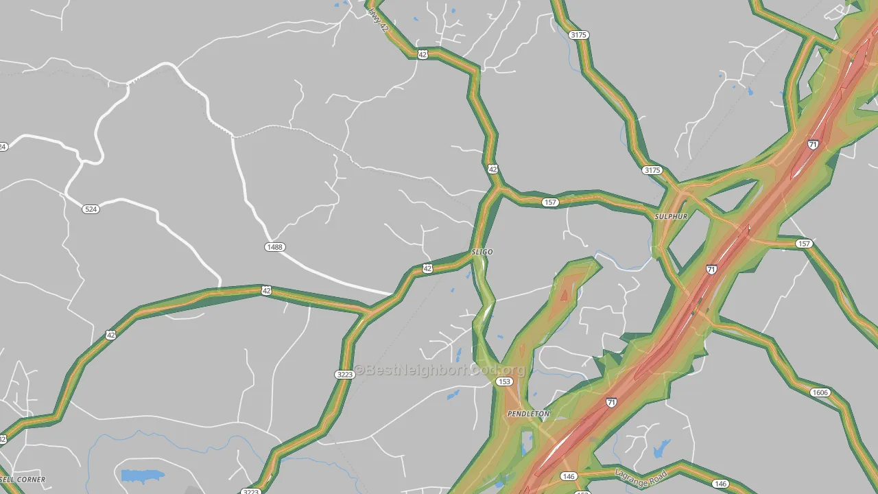 40055, KY Map of Noise Levels in 40055
