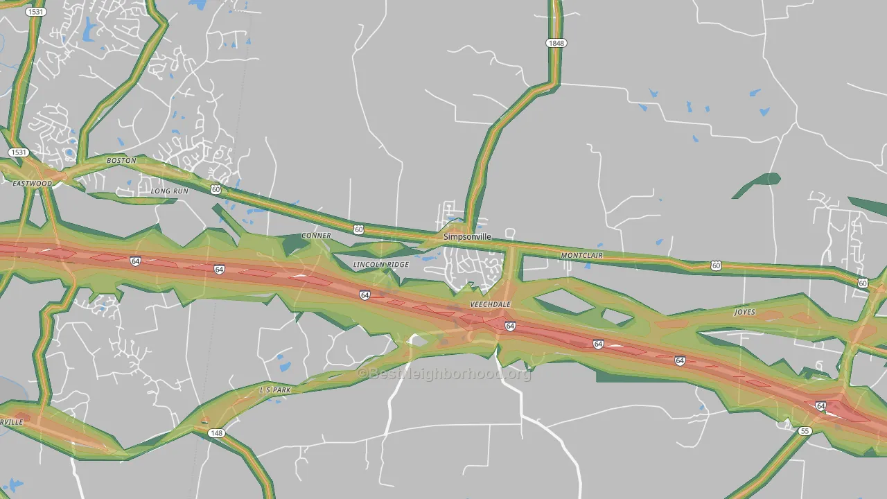 40067, KY Map of Noise Levels in 40067