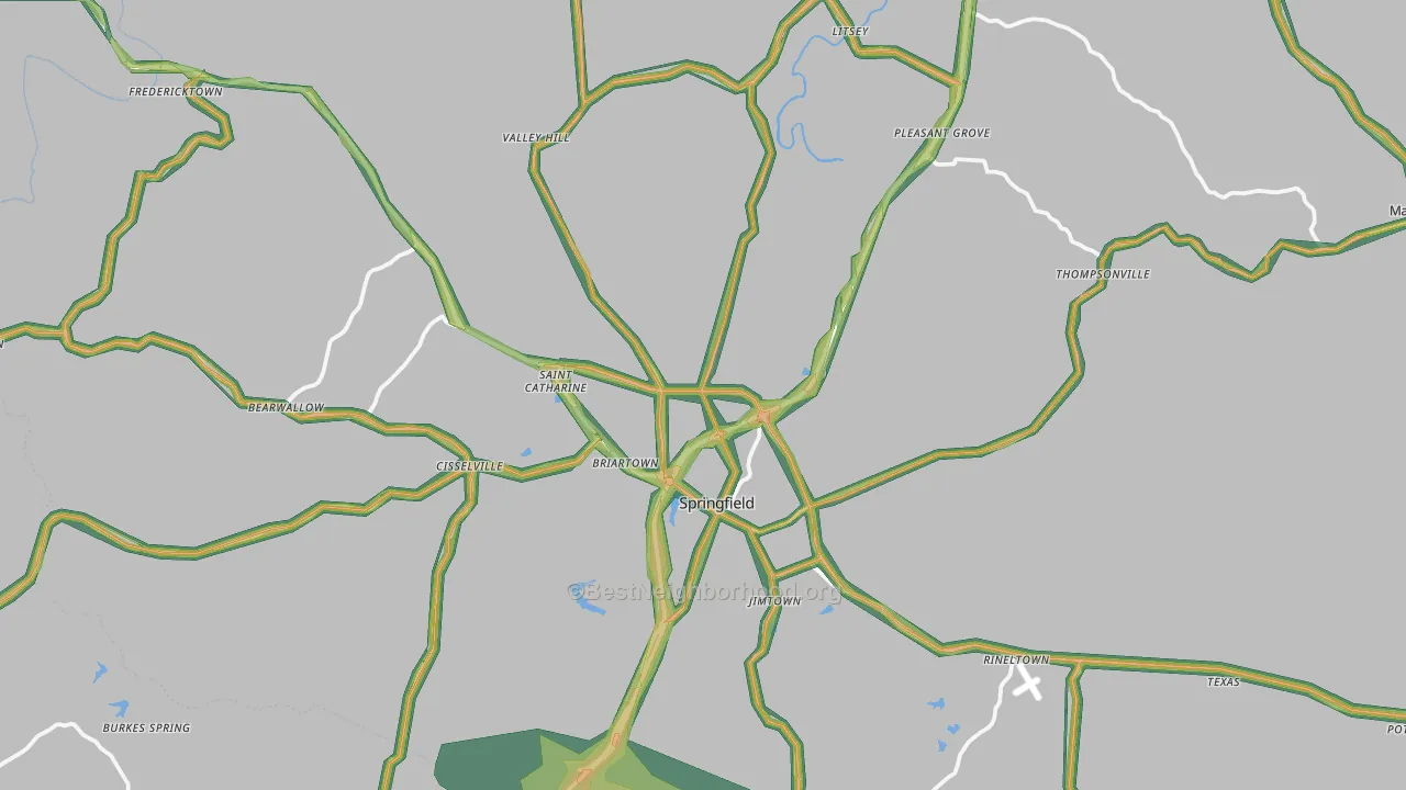 40069, KY Map of Noise Levels in 40069