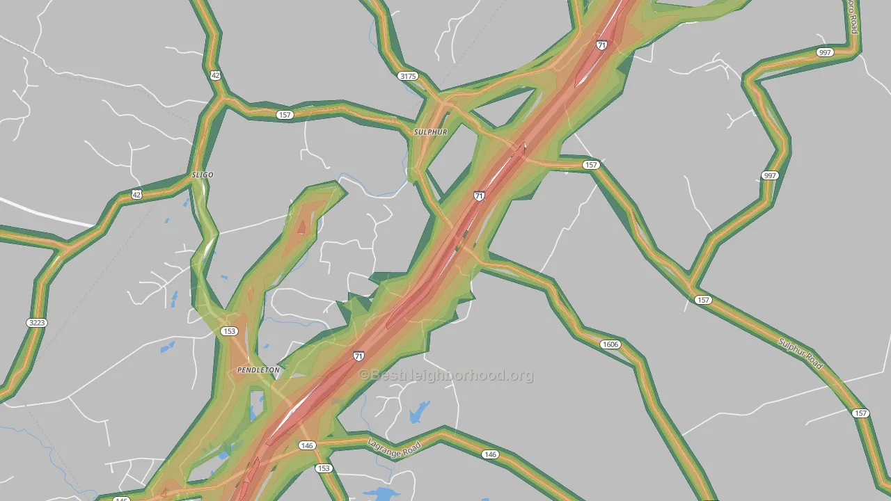 40070, KY Map of Noise Levels in 40070