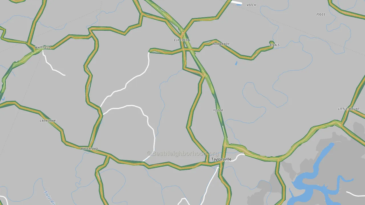 40071, KY Map of Noise Levels in 40071