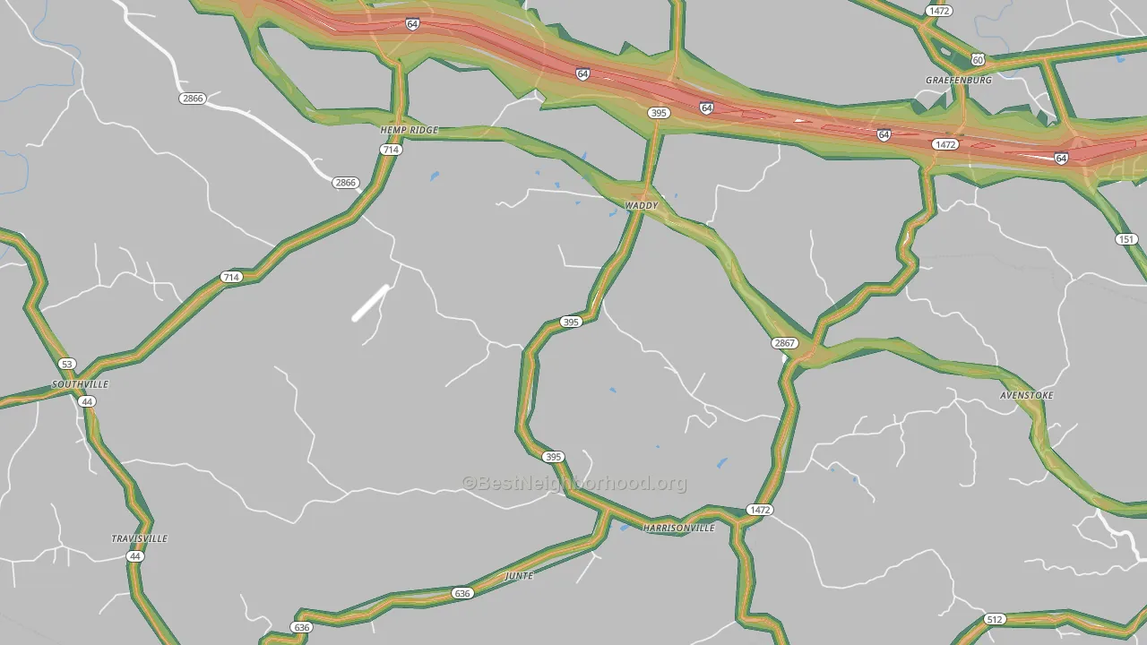40076, KY Map of Noise Levels in 40076