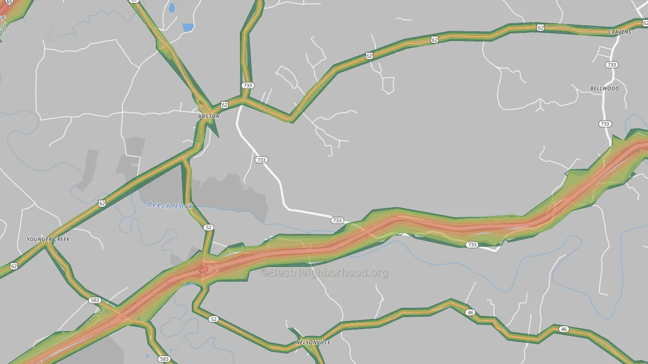 40107, KY Map of Noise Levels in 40107