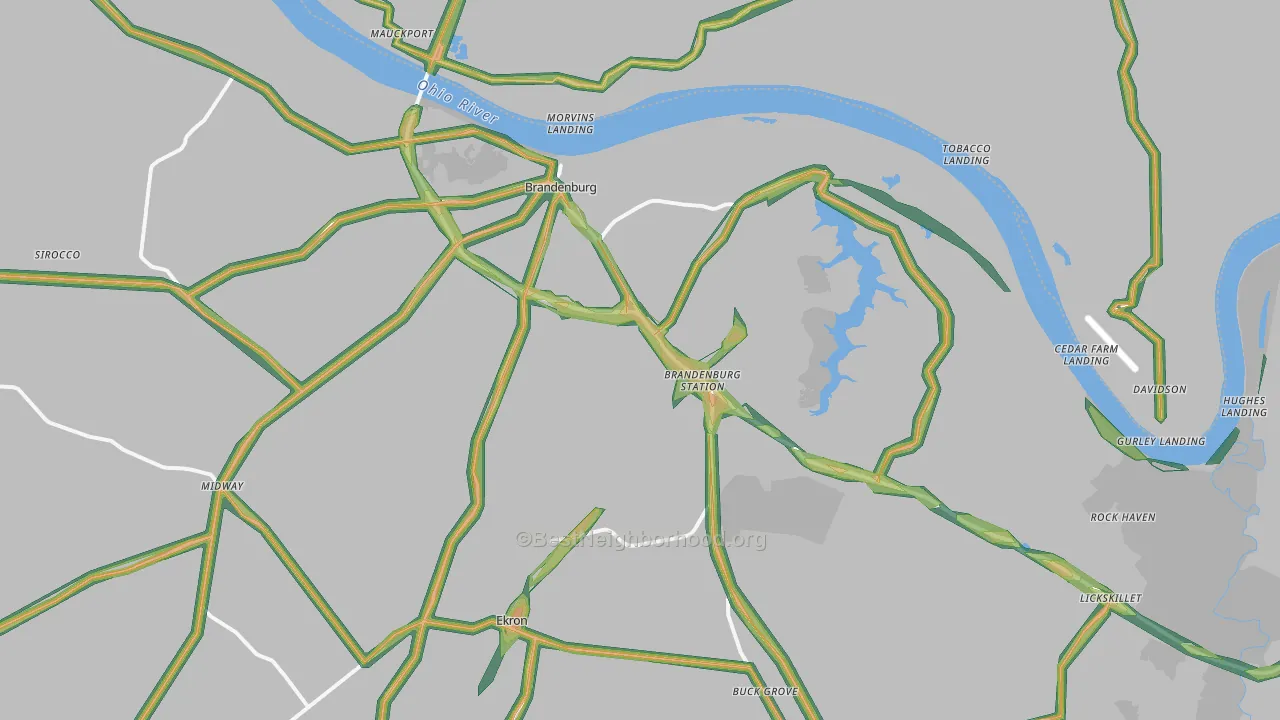 40108, KY Map of Noise Levels in 40108
