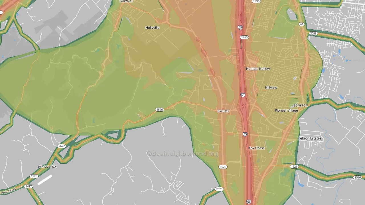 40109, KY Map of Noise Levels in 40109