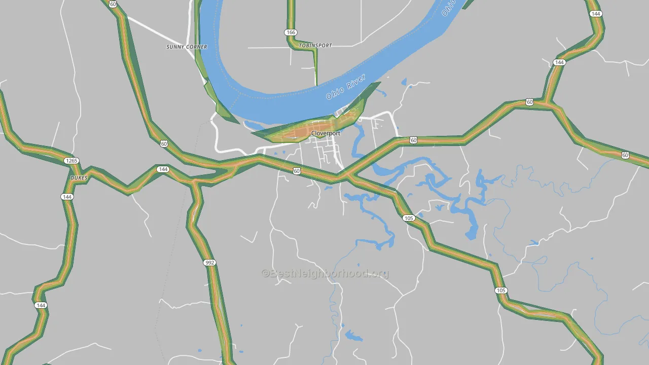 40111, KY Map of Noise Levels in 40111