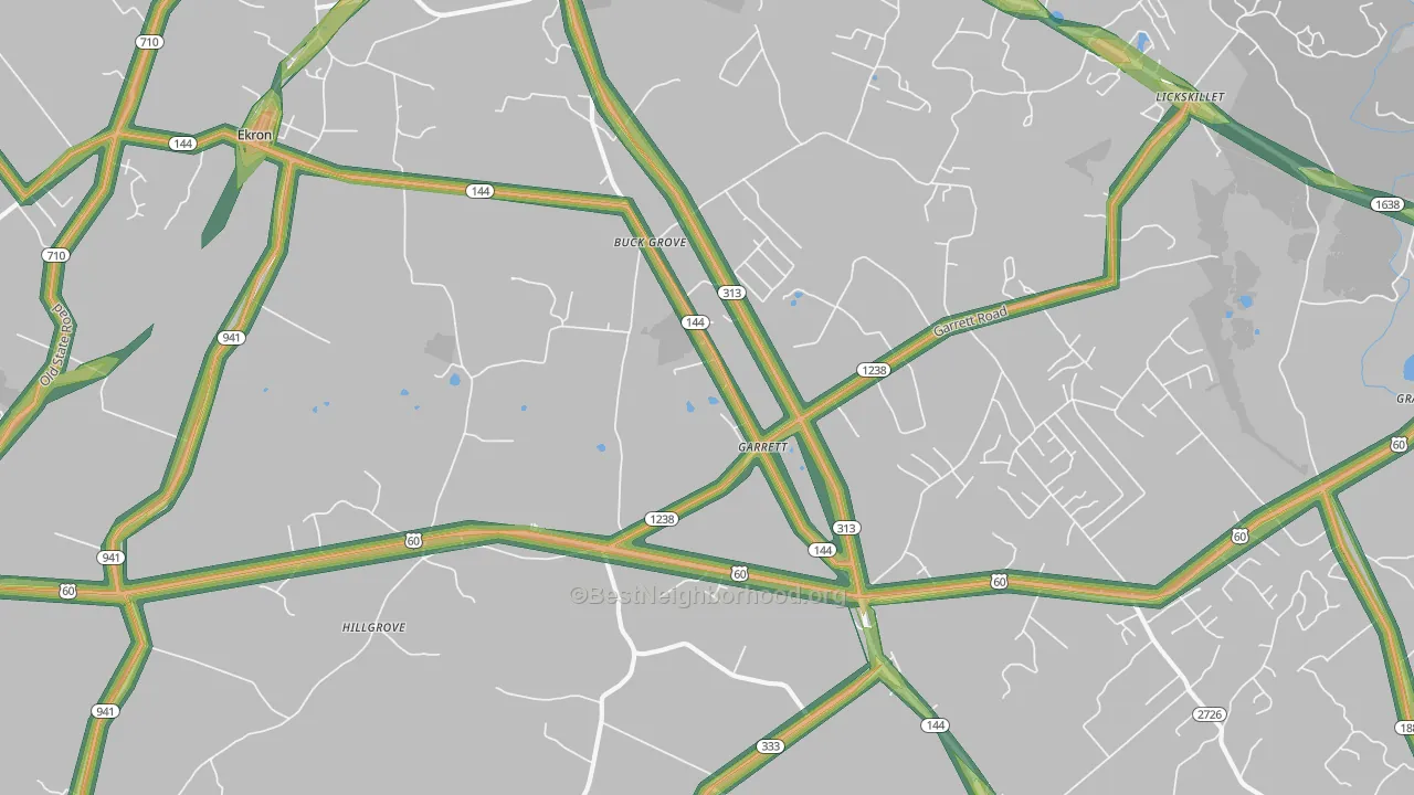 40117, KY Map of Noise Levels in 40117