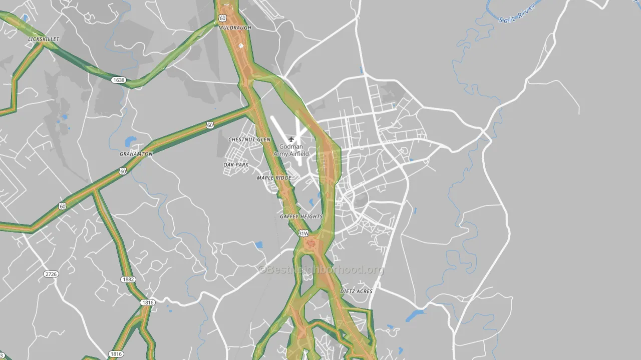 40121, KY Map of Noise Levels in 40121