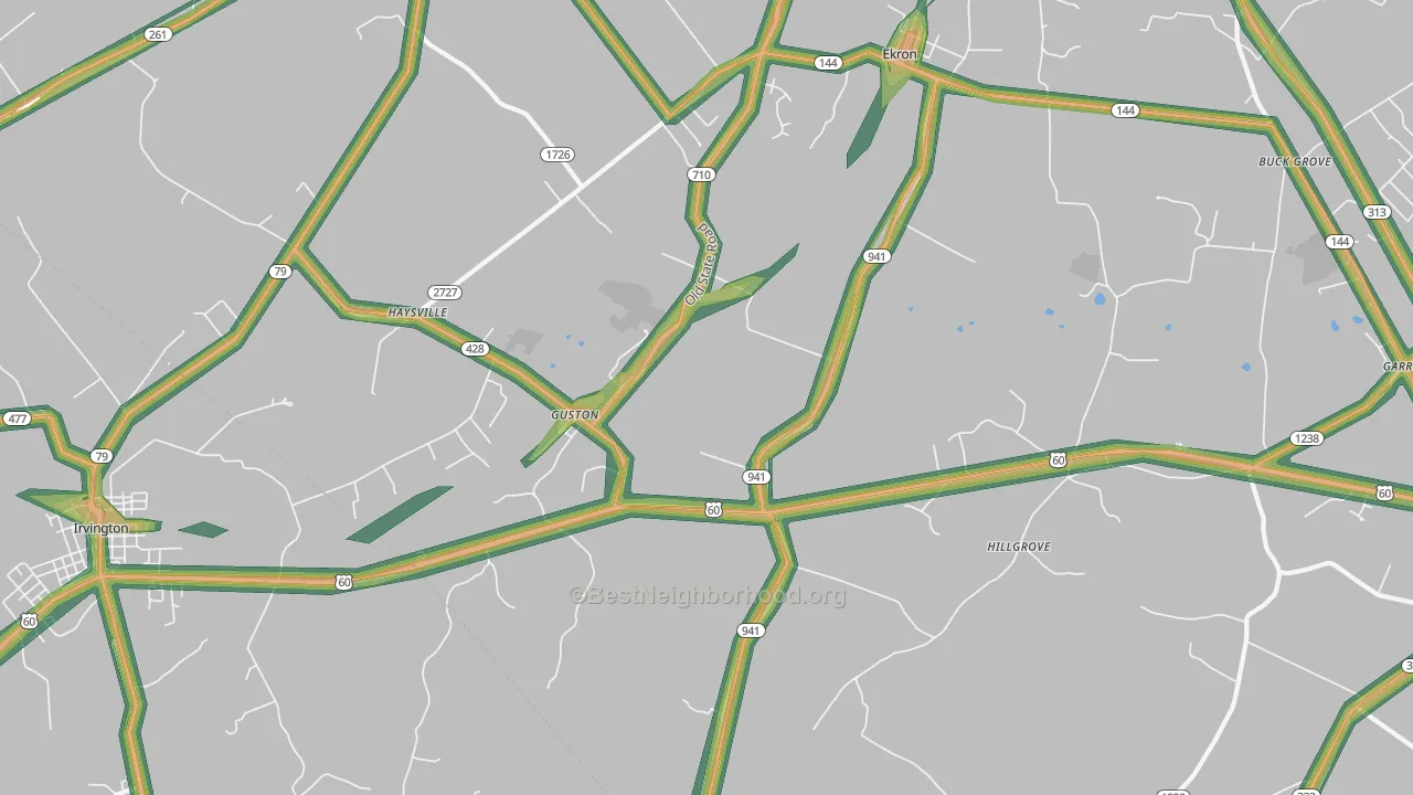 40142, KY Map of Noise Levels in 40142