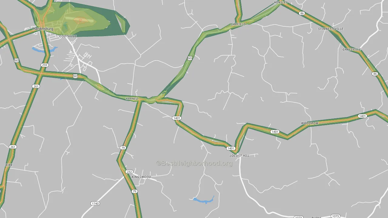 40144, KY Map of Noise Levels in 40144