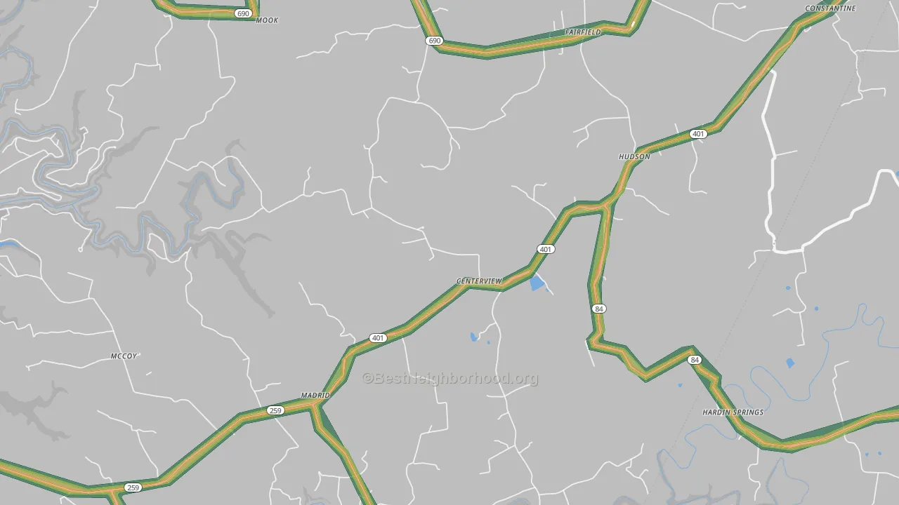 40145, KY Map of Noise Levels in 40145